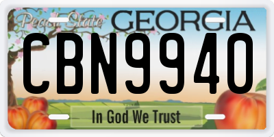 GA license plate CBN9940