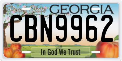 GA license plate CBN9962