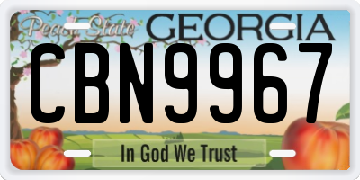 GA license plate CBN9967