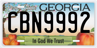 GA license plate CBN9992