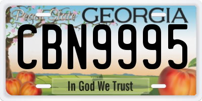 GA license plate CBN9995