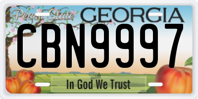 GA license plate CBN9997