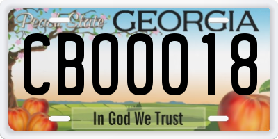 GA license plate CBO0018