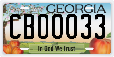 GA license plate CBO0033