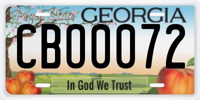 GA license plate CBO0072