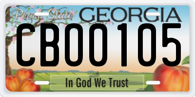 GA license plate CBO0105