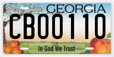 GA license plate CBO0110