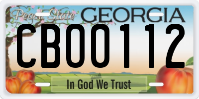 GA license plate CBO0112