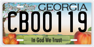 GA license plate CBO0119