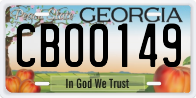 GA license plate CBO0149