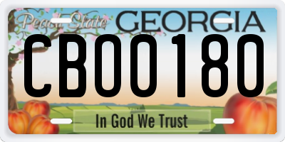 GA license plate CBO0180