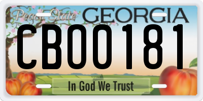 GA license plate CBO0181