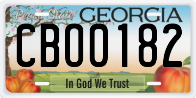 GA license plate CBO0182