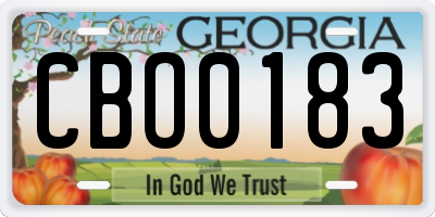 GA license plate CBO0183