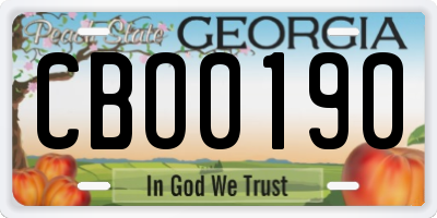 GA license plate CBO0190