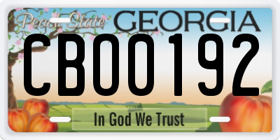 GA license plate CBO0192