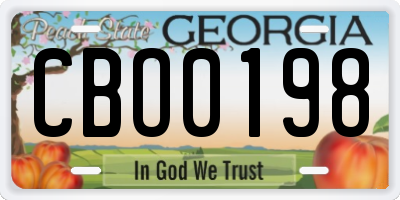 GA license plate CBO0198
