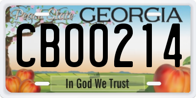 GA license plate CBO0214