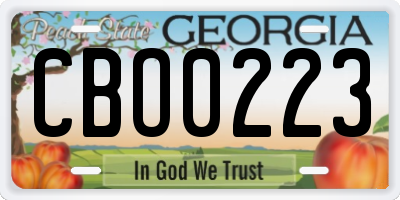 GA license plate CBO0223