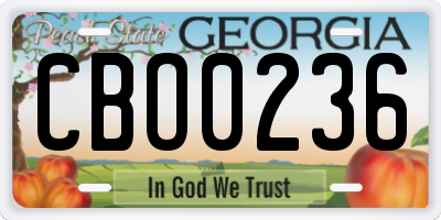 GA license plate CBO0236