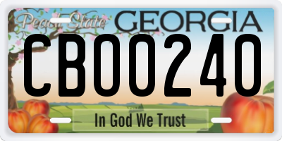 GA license plate CBO0240
