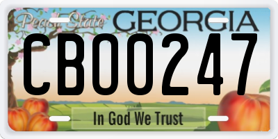 GA license plate CBO0247