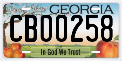 GA license plate CBO0258
