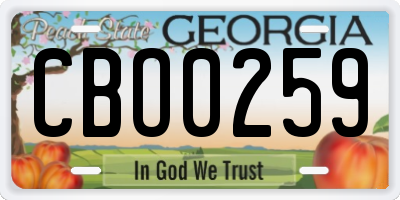 GA license plate CBO0259