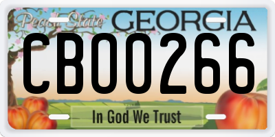 GA license plate CBO0266