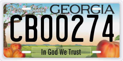 GA license plate CBO0274