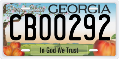 GA license plate CBO0292
