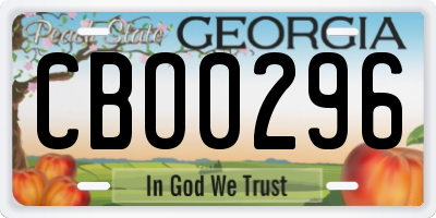 GA license plate CBO0296