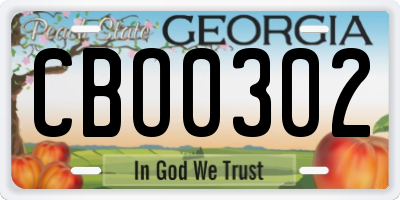 GA license plate CBO0302