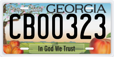 GA license plate CBO0323
