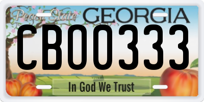 GA license plate CBO0333