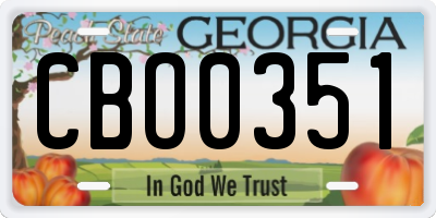 GA license plate CBO0351