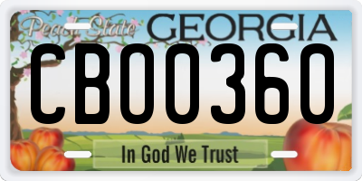 GA license plate CBO0360