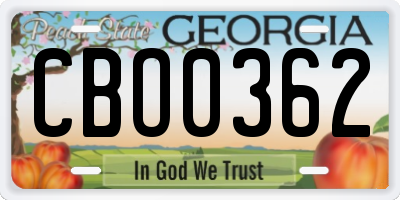 GA license plate CBO0362