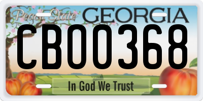 GA license plate CBO0368