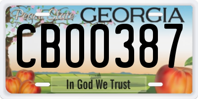 GA license plate CBO0387