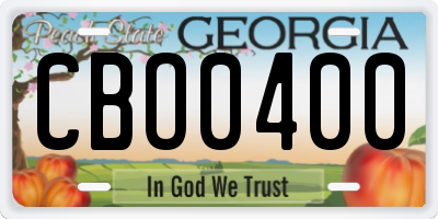 GA license plate CBO0400