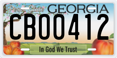 GA license plate CBO0412