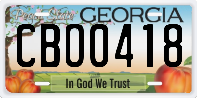 GA license plate CBO0418