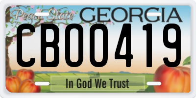 GA license plate CBO0419