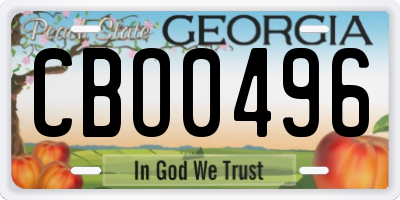 GA license plate CBO0496