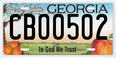 GA license plate CBO0502