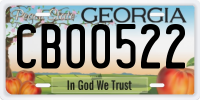 GA license plate CBO0522