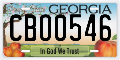 GA license plate CBO0546