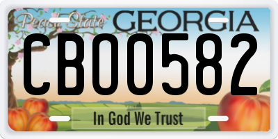 GA license plate CBO0582