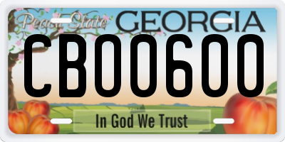 GA license plate CBO0600